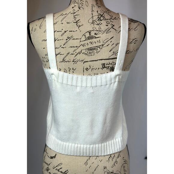 525 Born In Bklyn Hearts & Flowers Embroidered Cropped Cami White M - Picture 7 of 11